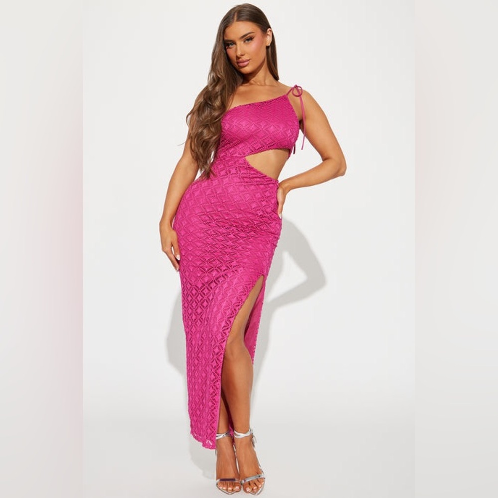 Fashion Nova Pink One Shoulder Sundress